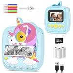 Kids Camera Instant Print,Birthday for 3 4 5 6 7 8 9 Year Old Boys Girls,48MP & 1080P HD Kids Digital Camera with 32GB SD Card & 3 Rolls Paper