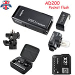 UK In stock Godox 2.4 TTL 1/8000s Double Head AD200 Pocket Flash+X2T-C for Canon