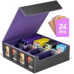 Hot Bee Yugioh MTG Deck Box, Quartuple Trading Card Storage Box Holds 2400+ Cards for Yugioh, TCG, Magic the Gathering, Commander Cards, Playing Card Case PU Leather Magnetic Closure, Purple