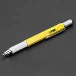 7-i-1 multifunktionskulspetspenna med modernt handhållet verktyg Mät Teknisk linjal Skruvmejsel Pekskärmspenna Vattenpass Yellow