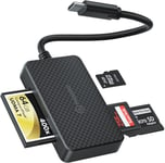 Lecteur de cartes Micro SD USB C 4 en 1 Micro SD/CF/MS/SD Adaptateur USB C avec 5 Gbps, compatible avec ordinateur portable, téléphone avec port USB-C et plus d'appareils USB-C SB-A