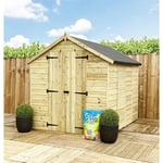 12 x 8 Pressure Treated Low Eaves Apex Garden Shed with Double Door