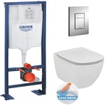 Grohe - Rapid sl + Cuvette tesi aquablade/abattant frein de chute + Plaque de commande + Set d'isolation phonique (Autoportanttesi1)