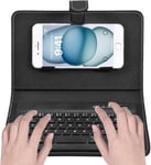 Clavier Sans Fil Universel 2-En-1, Kit Clavier De Bluetooth Avec Etui En Cuir Pu Et Le Support Pour Les T?l?phones Pour Ios/Android.(Noir)