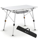 Juskys Table de Camping Picco de Table légère en Aluminium, 90 x 52 cm, Pliable & réglable en Hauteur - Camping, Jardin - Table Pliante d'extérieur - Table de Jardin, Argent