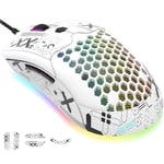 KUIYN 383 PRO M5 Ultralight Wired Gaming Mouse, Lightweight Honeycomb Shell, Pixart PAW3325, 6 Adjustable DPI 12000, 26 RGB Breathing Backlit Mice, 65g, USB Optical Model O Mice for Win11/Xbox/PS/Mac