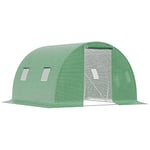 Outsunny Serre de Jardin Tunnel 9 m² dim. 3L x 3l x 2H m - 4 fenêtres, Porte zippée Enroulable - châssis Tubulaire Acier galvanisé, bâche PE Haute densité Vert