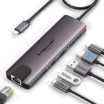 Lemorele Adaptateur USB C, Hub USB C 6 en 1 avec HDMI 4K@60Hz, Gigabit Ethernet, 2 USB 3.0, 1 USB C de données, 1 Charge PD 100 W pour MacBook Pro/Air M1, iPad, ChromeBook, Matebook, PC, etc.