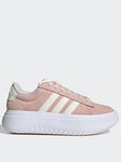 adidas Sportswear Women's Grand Court Platform Suede Trainers - Light Pink, Light Pink, Size 4, Women