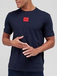 HUGO Diragolino Red Patch Logo T-Shirt - Dark Blue, Dark Blue, Size S, Men