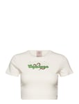 T-Shirt Ss Tops Crop Tops Short-sleeved Crop Tops White Barbara Kristoffersen By Rosemunde