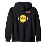 radio wave eyes headphones face emoticon emoji Zip Hoodie