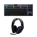 Logitech G G915 X LIGHTSPEED TKL Low-Profile Wireless Gaming Keyboard, GL Brown Tactile - PC/Mac, QWERTY UK, Logitech G733 LIGHTSPEED Wireless Gaming Headset with suspension headband, LIGHTSYNC RGB