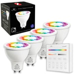 Ajax Online Smart Zigbee Pro GU10 LED RGBCW Spotlight Bulbs - Works with Philips Hue* SmartThings, Alexa & Google Home (Hub Required) 16 Million Colours,300 Lumens (Pack of 4-30° Beam + Remote)