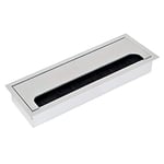 Emuca - Couvercle Passe-câble carré 269x80mm pour encastrer sur Table de Bureau, Organisateur de Cables pour Meuble, Aluminium anodisé Mat