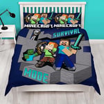 Minecraft Double Duvet Cover Set 2-in-1 Designs Bedding Survival Mode Gamers