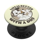 Disney Mickey & Pluto Sepia Tone Life Is Better With A Dog PopSockets PopGrip Adhésif