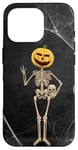 iPhone 16 Pro Spooky Halloween Skeleton Jack-O-Lantern Pumpkin Head Skull Case