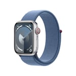 Apple Watch Series 9 Cellular 41mm Aluminium Sølv med Vinterblå Sport Loop