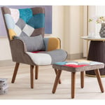 Modernluxe - Fauteuil avec repose-pieds - à motif de patchwork coloré - Multicolore