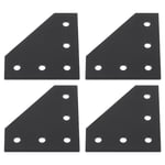 4Pcs Corner Bracket Plate, 60mmx60mm L-Shape Joint Plates 4mm Thick, Black