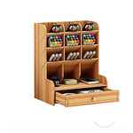 IPENNY Boîte de Rangement de Bureau Multifonctionnelle en Bois Boîte de Rangement Inclinée pour Crayons Adaptée à la Maison au Bureau ou à l'Ecole