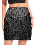 zffriction Sequin Skirt for Women Glitter Skirt Elastic Waist A Line Hip Skirt Sparkly Mini Skirt Rave Short Skirt Party Concerts Night Out Outfit (UK, Alpha, S, Regular, Regular, Black)