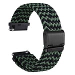 WOCCI 18mm Bracelet Montre en Nylon Tressé pour Homme et Femme, Réglable Boucle Noire (Vert Noir)