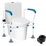 Relax4life - Cadre de Sécurité pour Toilettes, Hauteur & Largeur Réglables, Rehausseur wc Adulte avec Accoudoirs avec Pieds à Ventouse, Barre d'Appui