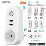 Prise électrique intelligente WiFi,ue,US,AU,UK,GE,JP,USB,heure,télécommande,avec application Smartlife,Alexa,Google Home - Type EUGermanyPlug(Spain)