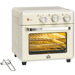 7-in-1 Toaster Oven Air Fry Bake Warm Countertop Timer 1400W Cream HOMCOM