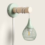 Ledkia - Lampe Murale Bois et Métal Monah Vert Céladon