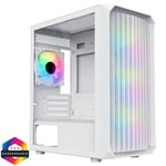 CiT Saturn White Micro-ATX PC Gaming Case with 4 x 120mm Infinity ARGB Fans Included 1 4-Port Fan Hub Tempered Glass Side Panel