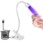 AiQInu UV Lampe UV Ongles Gel, LED Lampe Pose Americaine Ongle 3W, Ajustable Séchoirs à Ongles avec USB, avec Clip (Argent)