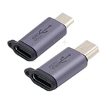 cablecc 2 pcs/lot 480Mbps USB2.0 Type C à Micro Mini USB Femelle à Mâle Données Adaptateur de Puissance Réversible Design avec Trous de Chaîne