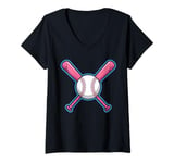 Womens Baseball Home Plate Drip Ice Cream Sprinkles, Baseball Bat V-Neck T-Shirt