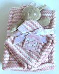 BABY FLEECE BLANKET & RABBIT COMFORTER ROCK-A-BYE PINK & WHITE SOFT PLUSH *NEW*