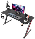 Homall Bureau Gaming 140 x 60 cm, Table de Gaming en Fibre de Carbone Ergonomique avec Porte-gobelet, Cadre en Z avec Crochet pour Casque, Noir