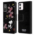 Head Case Designs Officially Licensed Peanuts Cherry Blossoms Oriental Snoopy Leather Book Wallet Case Cover Compatible With Apple iPhone 12 Mini