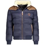 Geographical Norway Abramovitch Men - Manteau Chaud Fourrure Automne Hiver - Veste Chaude Homme Blouson Manches Longues Coupe Vent Parka Style - Cadeau Ideal Hommes (Marine M-Taille 2)