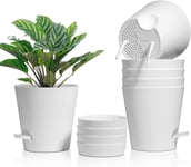 6 Pcs Pots De Fleurs En Plastique Blanc 15 Cm D'auto-Arrosant, Pot De Fleur De Syst¿¿Me D'arrosage Convient Aux Jardins De Balcon Int¿¿Rieurs Et Ext¿¿Rieurs