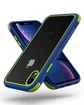 MobNano Coque Compatible avec iPhone XR 360 degrés Antichoc Pro Anti-Rayures Transparente PC/TPU Silicone Etui pour iPhone XR Bleu Vert