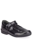 Start-rite Leapfrog Patent Leather T-Bar Riptape Heart Girls School Shoes - Black , Black Patent, Size 9.5 Younger