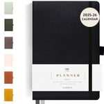 Scribble & Dot® A Daily Planner, Weekly and Monthly Planner | Achieve Your Goals With This Classic Daily Productivity Planner, A5 size, Hardcover Agenda. Start Anytime (Charcoal)