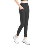 Hveuluop Gieen Legging de yoga pour femme - Taille haute - Sport nu avec poches - Hanches - Pantalon de yoga - Pêche - Pantalon d'entraînement, Noir , XL