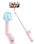 Spigen Wondersnap MagFit Selfie Stick Tripod, [27N Strong Magnetic Force] [Compact & Lightweight] All-in-One Phone Tripod Stand for iPhone, Samsung Android, Google Pixel and more - Misty Rose