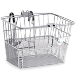 ProSource Wire Bike Basket Front for All Ages, Detachable Bicycle Front Basket with 15lbs Storage Capacity, Lightweight Steel Mesh Backing for Durable Daily Use, Silver