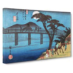 Big Box Art Nagakubo Station by Utagawa Hiroshige Painting Canvas Wall Art Framed Picture Print, 30 x 20 Inch (76 x 50 cm), Turquoise, Black, Blue, Cream, Blue