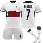 Qatar VM 2022 Portugal Ronaldo #7 Cr7 tröja fotboll herr T-shirts Set Barn Ungdomar fotboll Tröjor Adult XL（180-190cm）