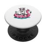 Funny Goat On Flamingo Floatie Summer Pool Party Vintage PopSockets Swappable PopGrip